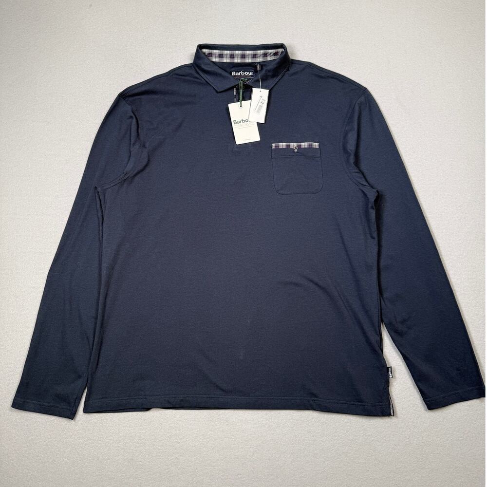 Barbour Corpatch Long Sleeve Polo Shirt Navy 2XL  $110